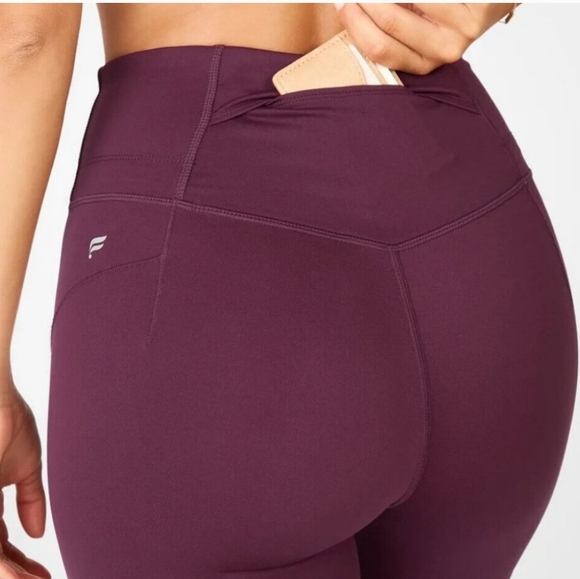 NWT Fabletics High-Waisted Motion365® Paneled Legging Burgundy/Golden XS Short - Picture 3 of 8